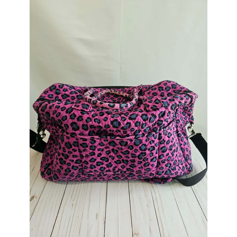 Vera Bradley Pink Leopard Retired Weekender Travel Bag Duffel Rare